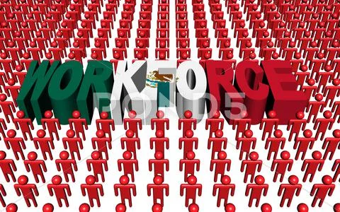 Mexican workforce with flag text illustration Stock Illustration