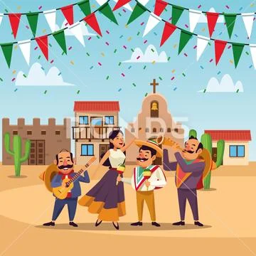 Mexicans cinco de mayo cartoon Stock Illustration