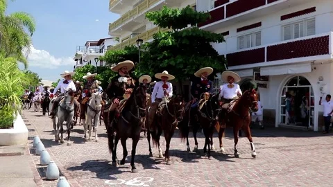 Mexicans on horses, Parade Stock Footage 81156581