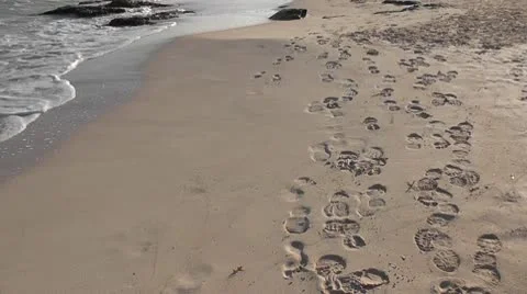 MEXICO-041 FOOTPRINTS IN THE SAND Stock Footage 10607613