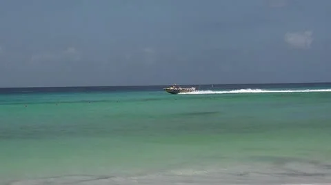 MEXICO-098 BIG SPEEDBOAT TRACKING SHOT Stock Footage 10607992