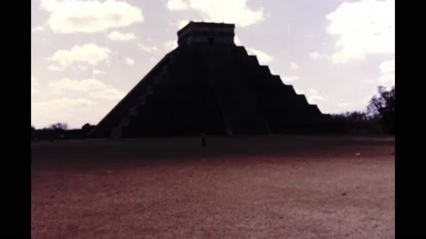 Mexico 1970s, Daytime view of  El Castillo, Chichen Itza Stock Footage 236989132