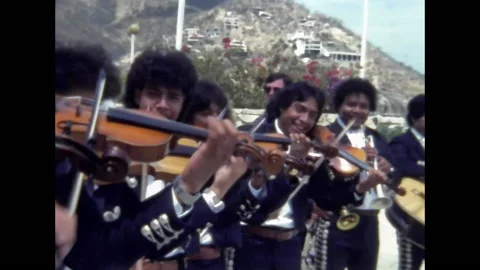 Mexico 1971:  Mariachi Play Music To Cruise Tourists archival Stock Footage 166315417
