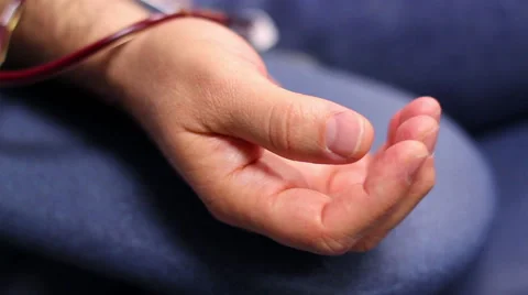 Mexico, 2014: CLOSE UP-DOLLY IN. Man arm ready to a blood transfusion. Stock Footage 42768865