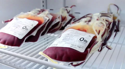 Mexico, 2014: CLOSE UP-HANDHELD SHOT. Blood bags in a refrigerator. Stock Footage 44975144