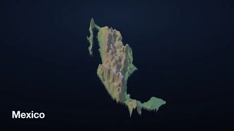 Mexico 3D elevation relief map Stock Footage 340607776