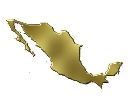 Mexico 3d golden map Stock Illustration
