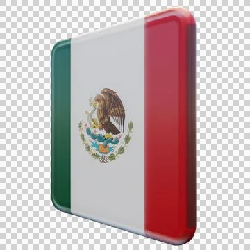 Mexico 3d illustration flag on pole. Wood flagpole Illustrazione stock
