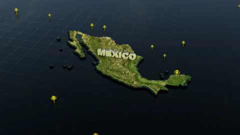 Mexico 3D Map With Animation Stock Footage 308092767