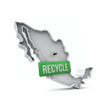 Mexico 3D map with green recycle sign. 3D Rendering Stock Illustration