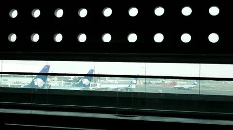 Mexico airport window 2 Stock Footage 20490624