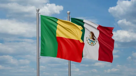 Mexico and Benin two flags Stock Footage 271103353