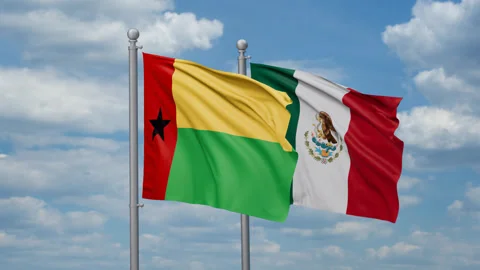 Mexico and Guinea-Bissau two flags Stock Footage 273565804