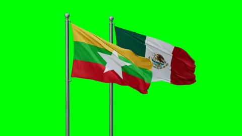 Mexico and Myanmar two flags Stock Footage 292815051