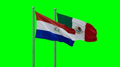 Mexico and Paraguay two flags Stock Footage 293211713