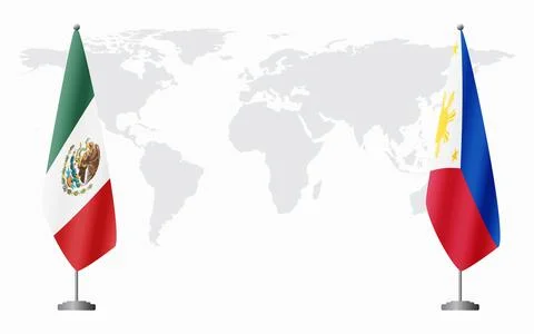 Mexico and Philippines flags for official meeting Stock Illustration