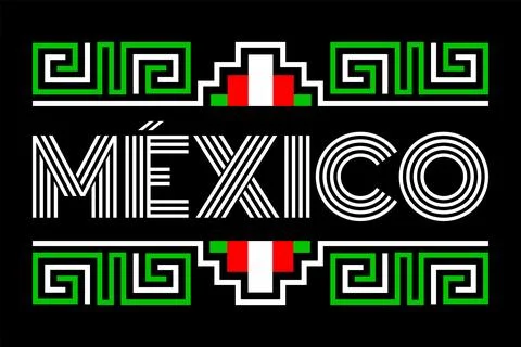 Mexico Aztec Maya lines elements design flag colors Stock Illustration