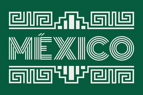 Mexico Aztec Maya lines elements design flag colors Stock Illustration