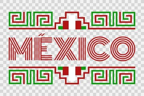 Mexico Aztec Maya lines elements design flag colors Stock Illustration