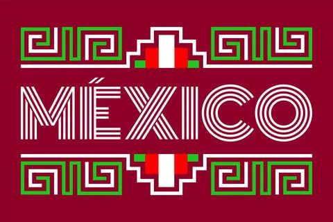 Mexico Aztec Maya lines elements design flag colors Stock Illustration