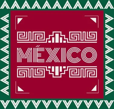 Mexico Aztec Maya lines elements design flag colors Stock Illustration