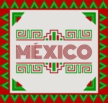 Mexico Aztec Maya lines elements design flag colors Stock Illustration