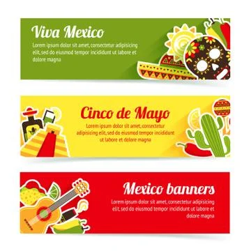 Mexico banner set Ilustración de archivo