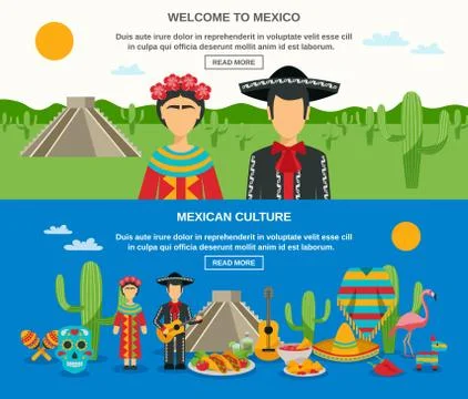 Mexico Banner Set Stock Illustration