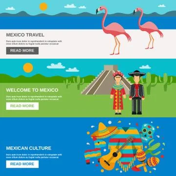 Mexico Banner Set Stock Illustration