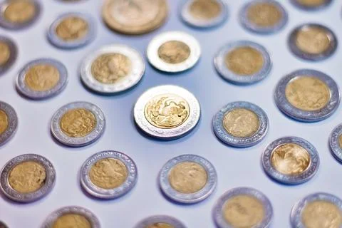 Mexico circulating coins collection isolated on white background Stock Photos