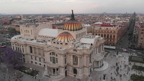 Mexico City Aerial Footage Palacio de Bellas Artes Stock Footage
