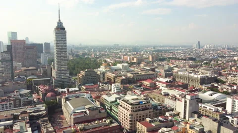 Mexico City: Aerial view of marble building Palacio de Bellas Artes, art museum Vidéo 166344242