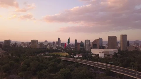 MEXICO CITY CHAPULTEPEC SUNSET PANORAMIC VIEW Stock Footage 106947551