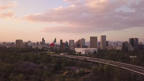 MEXICO CITY CHAPULTEPEC SUNSET PANORAMIC VIEW Stock Footage 106947835