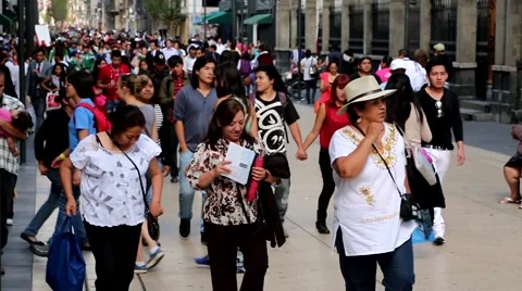 Mexico City, Downtown, People Walking on the Street. Stock Footage
