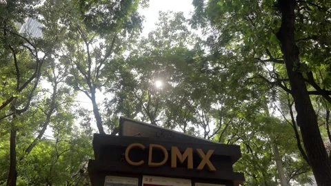 Mexico City information booth backlit by the sun Stock Footage 319520668