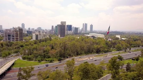 Mexico City panoramic view Chapultepec, Polanco and reforma Stock Footage 91403243