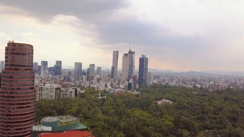 Mexico City panoramic view Chapultepec, Polanco and reforma Stock Footage 91403632