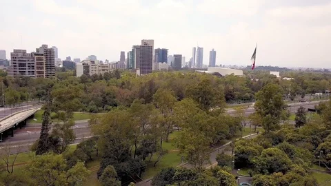 Mexico City panoramic view Chapultepec, Polanco and reforma Stock Footage 91409207
