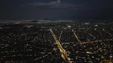 Mexico City on a stormy night from a drone Vídeo Stock 303055352