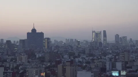 Mexico City Sunset - Panoramic View Stock Footage 90213997