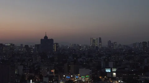Mexico City Sunset - Panoramic View Stock Footage 90214008
