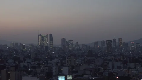 Mexico City Sunset - Panoramic View Stock Footage 90214072