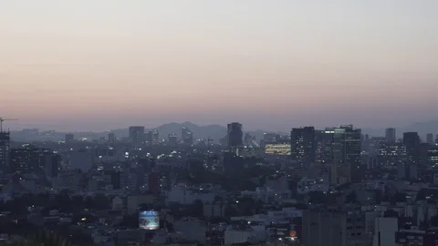 Mexico City Sunset - Panoramic View Stock Footage 90214271