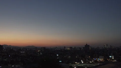Mexico City Sunset - Panoramic View Stock Footage