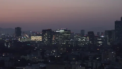 Mexico City Sunset - Panoramic View Stock Footage 90214509