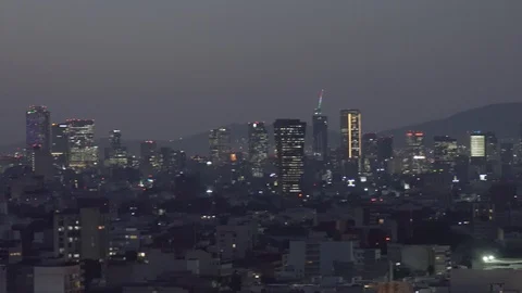 Mexico City Sunset - Panoramic View Stock Footage 90214849
