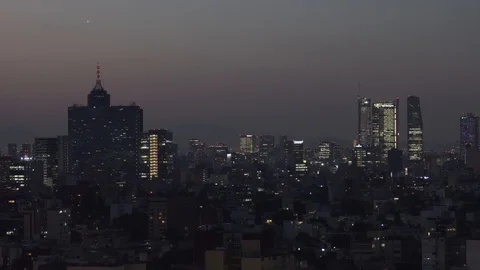 Mexico City Sunset - Panoramic View Stock Footage 90214878