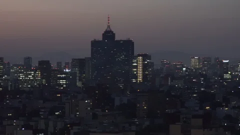 Mexico City Sunset - Panoramic View Stock Footage 90214982