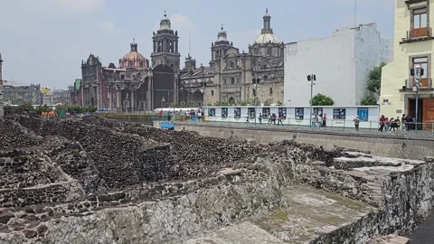 Mexico City – Templo Mayor, Aztec Ruins [8K] Stock Footage 340372461